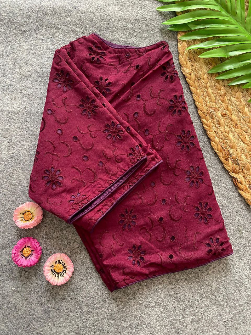 Hakoba Cotton Blouse-Red